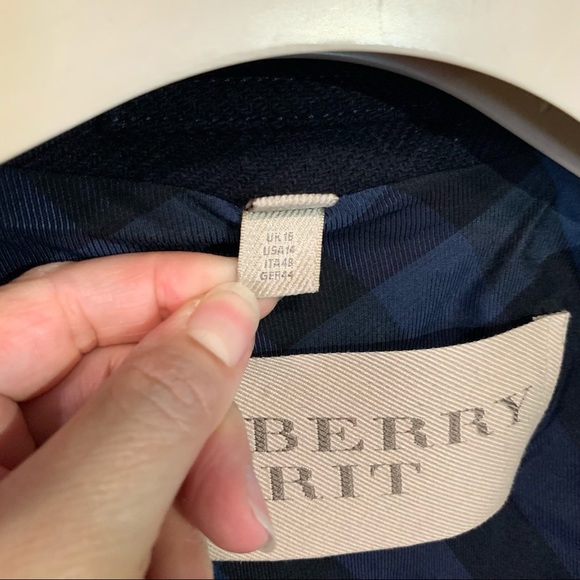 Navy Burberry Brit wool-blend twill bomber jacket, leather trim - Picture 8 of 13